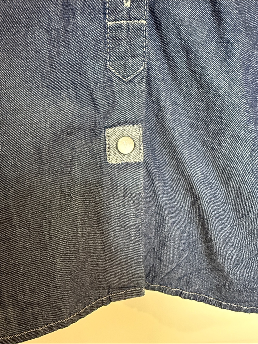 Denver Hayes Vintage Womens L Chambray Denim Shirt Roll Tab Snap Lightweight - Picture 4 of 13